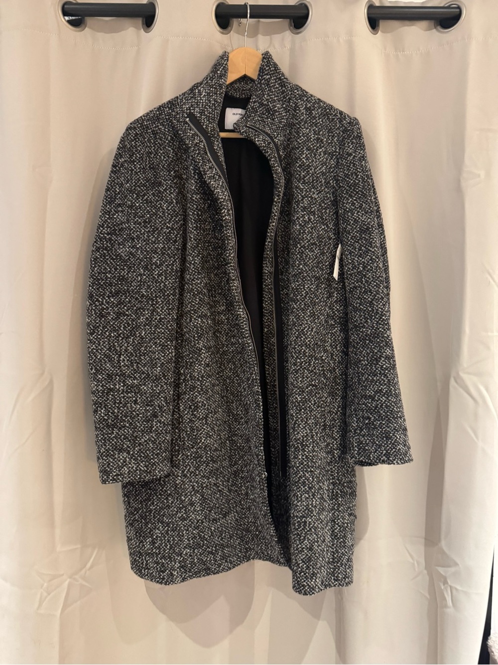 Old Navy Black and Gray Tweed Pea Coat